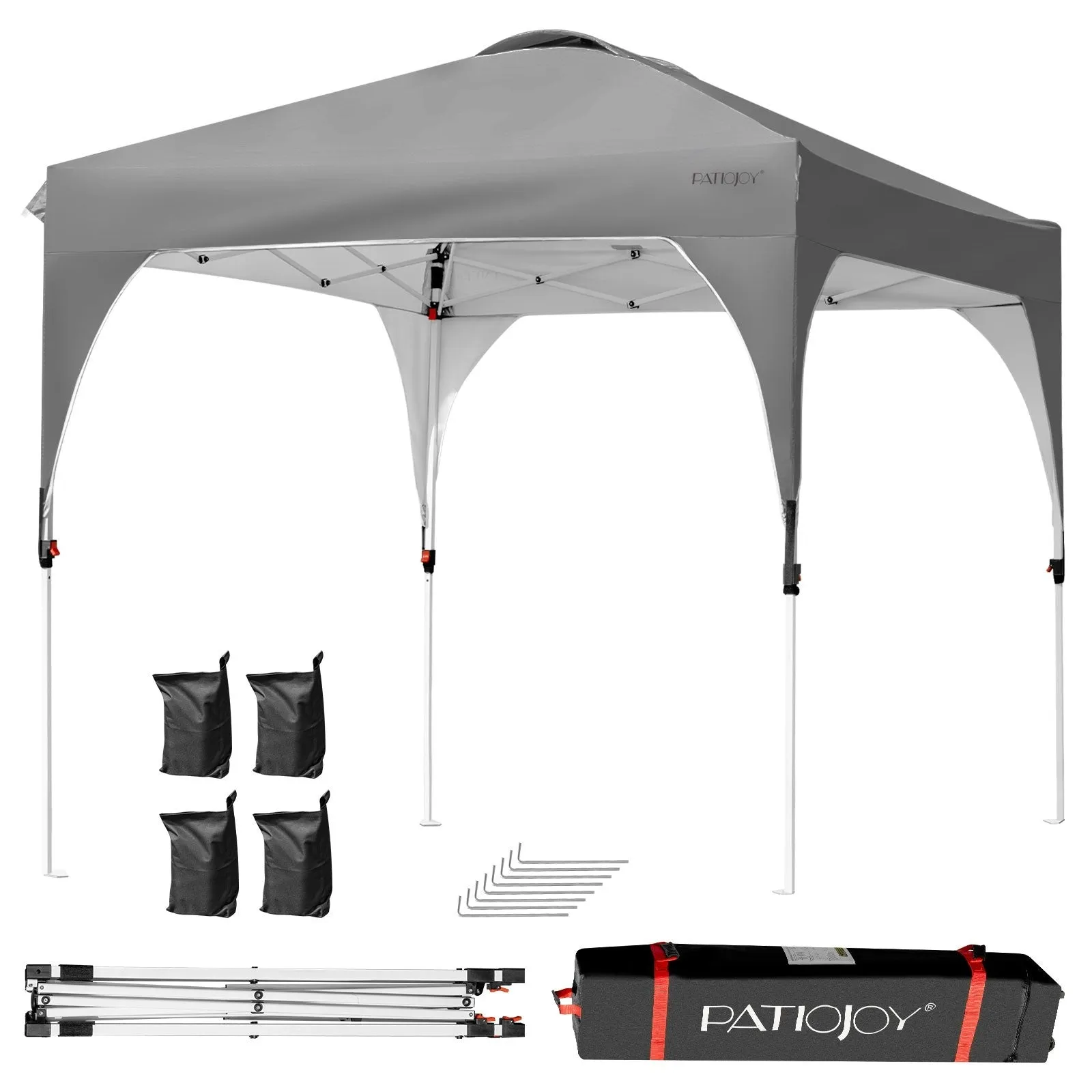 10' x 10' Outdoor Pop-up Camping Canopy Tent with Roller Bag-Gray