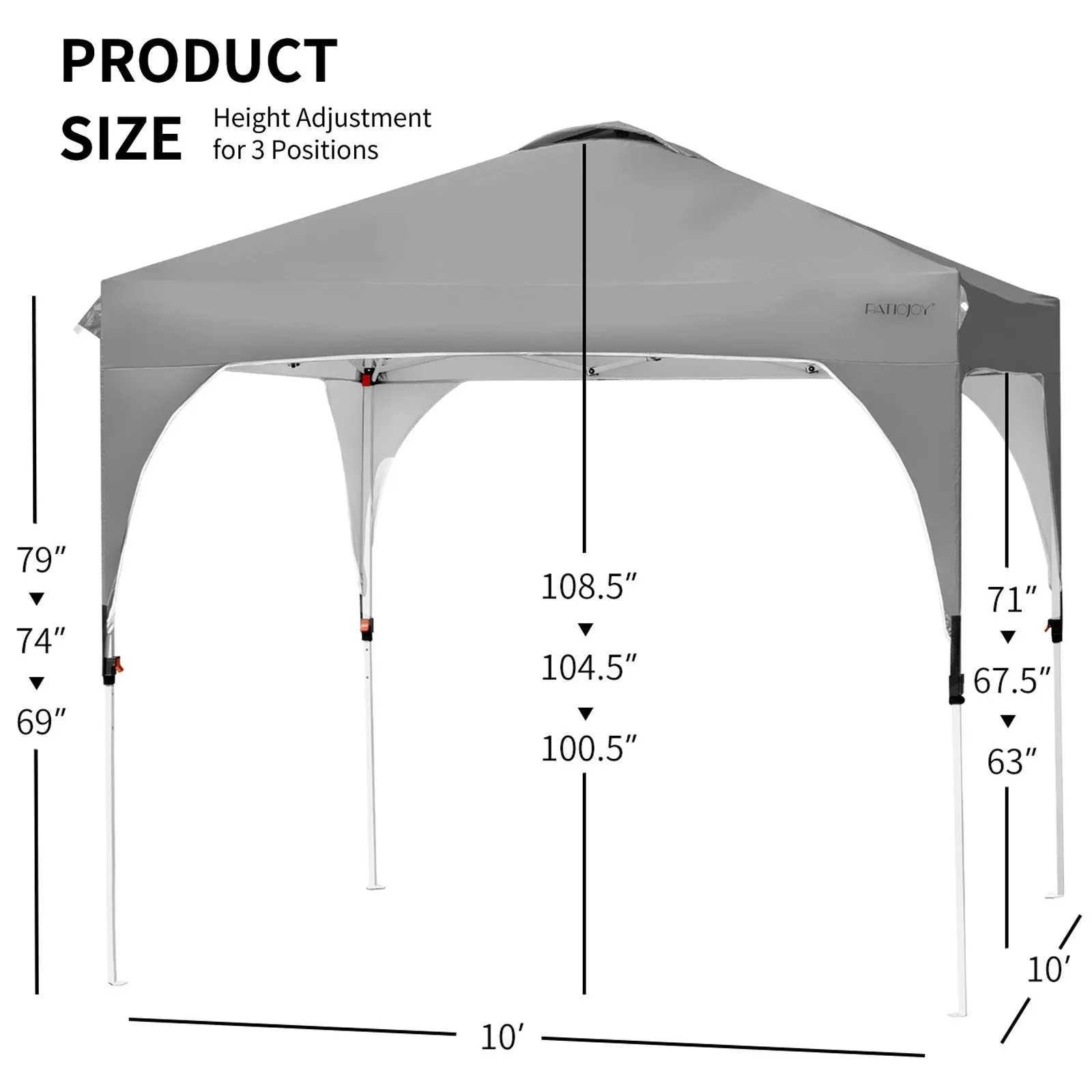 10' x 10' Outdoor Pop-up Camping Canopy Tent with Roller Bag-Gray