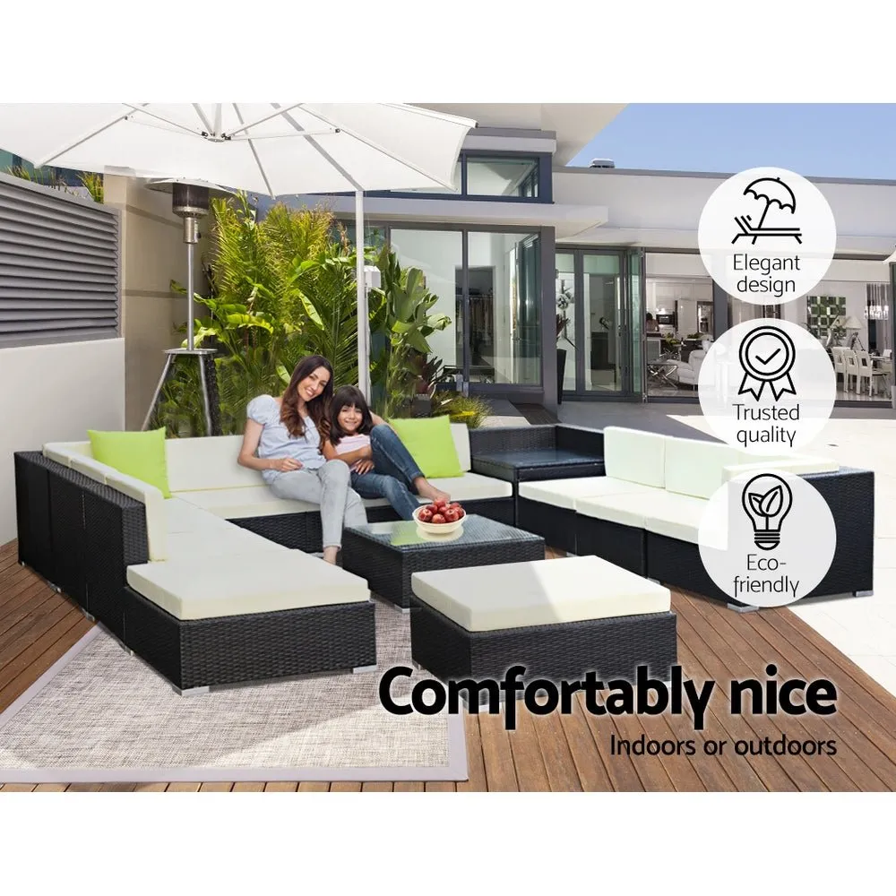 13-Piece Outdoor Sofa Set Wicker Couch Lounge Setting 11 Seater