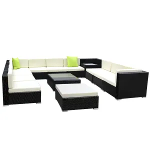 13-Piece Outdoor Sofa Set Wicker Couch Lounge Setting 11 Seater