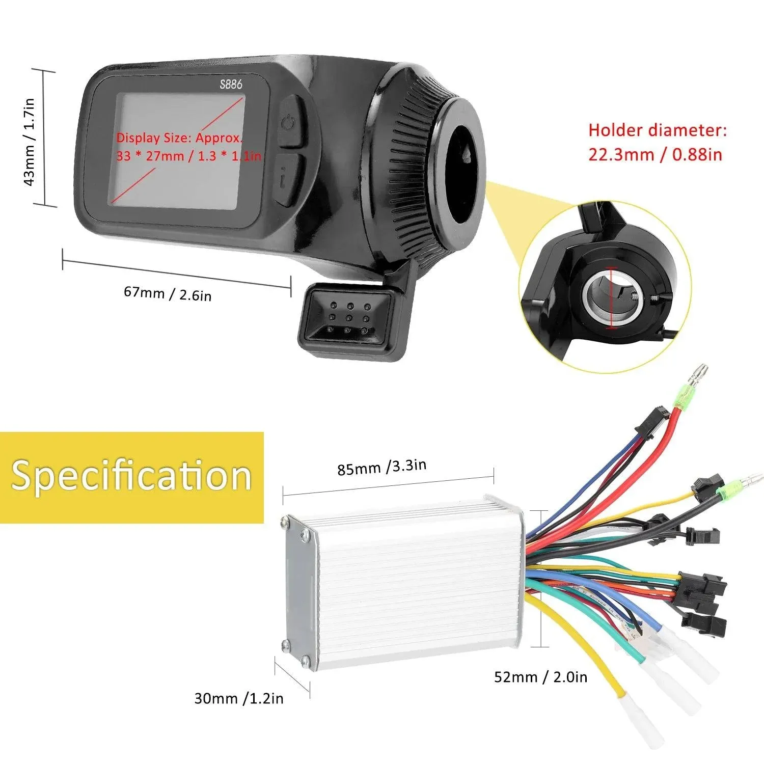 24V-48V 350W Motor Brushless Controller LCD Display Panel Thumb Throttle Electric Bicycles Scooter Brushless Controller Kit