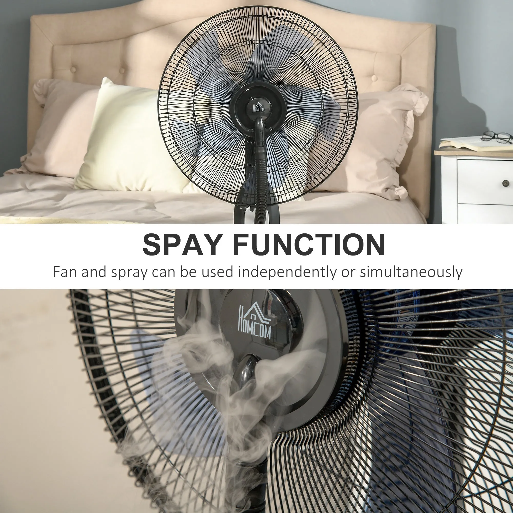 2.8 Litre Water Mist Fan with 3 Speeds - Black