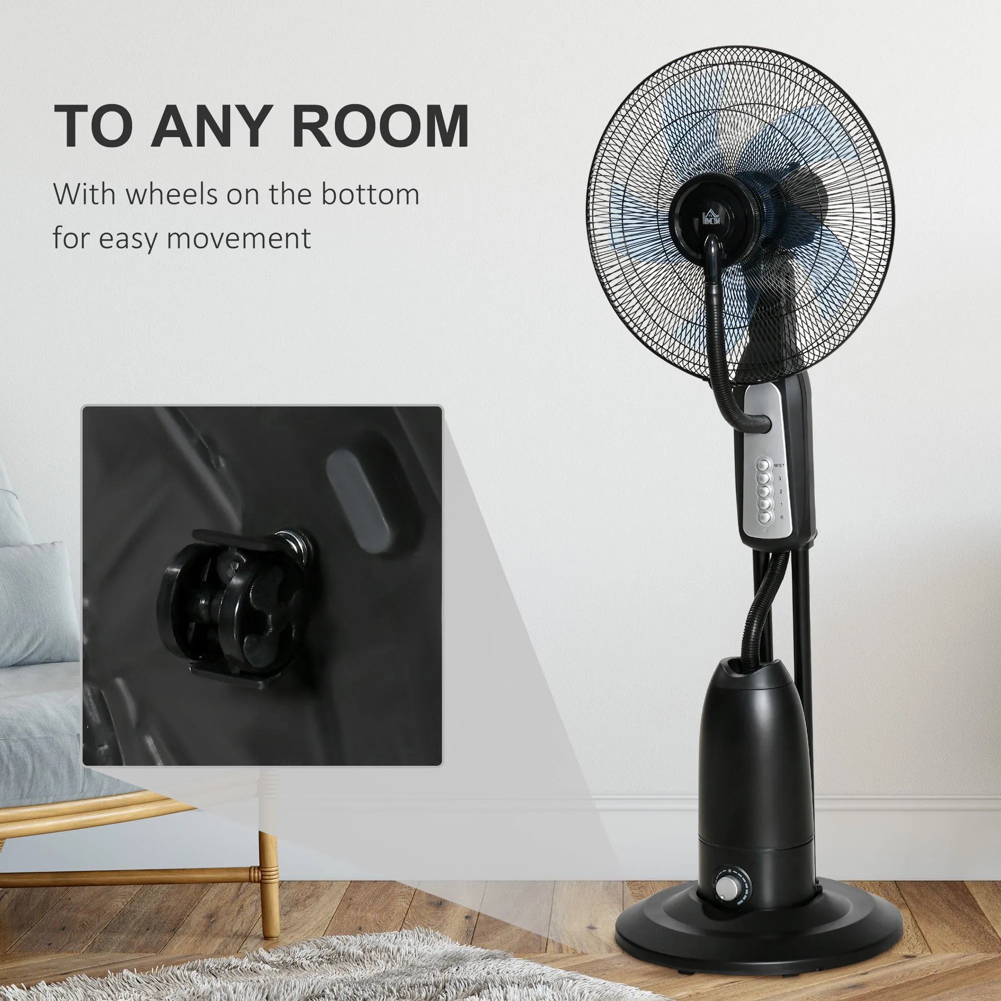 2.8 Litre Water Mist Fan with 3 Speeds - Black