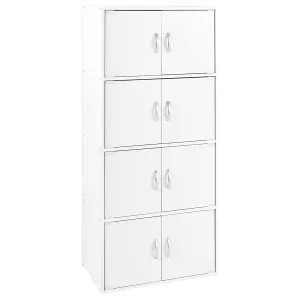 8 Door Enclosed Multipurpose Storage Cabinet for Home and Office, White (Used)