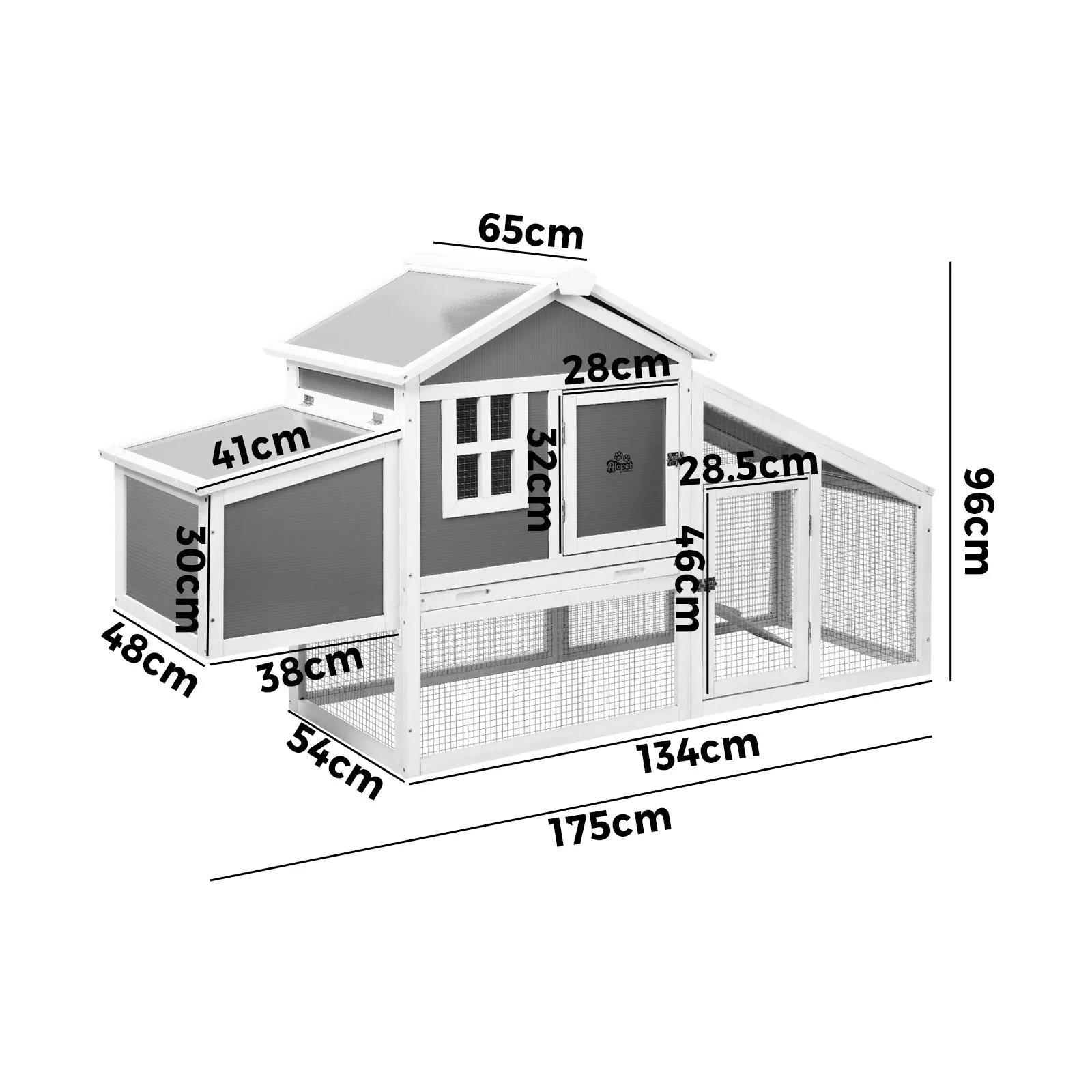 Alopet Chicken Coop Rabbit Hutch Large Wooden House Run Hatch Box Open Roof