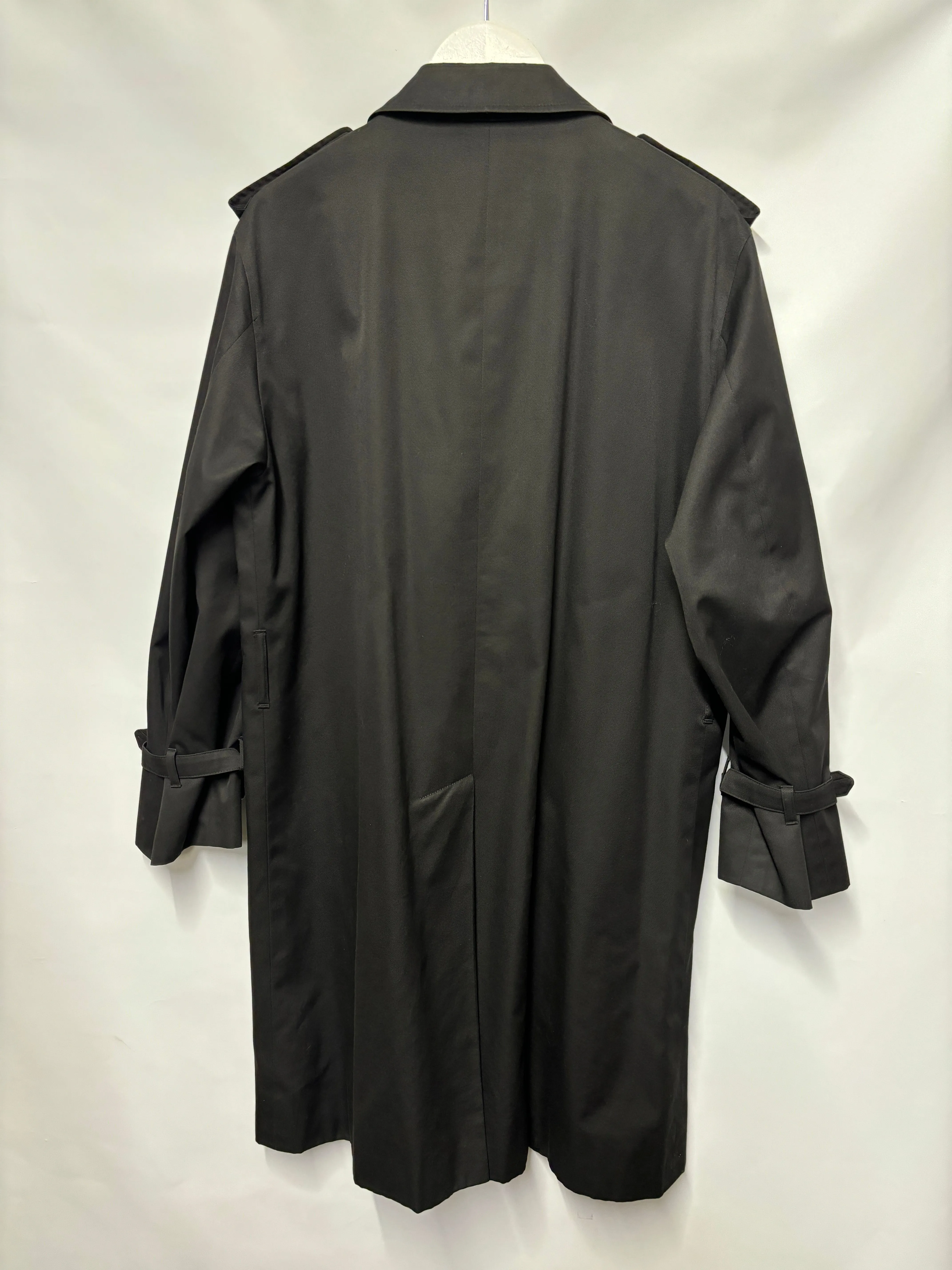 Aquascutum Black Midcalf Trench Coat 44