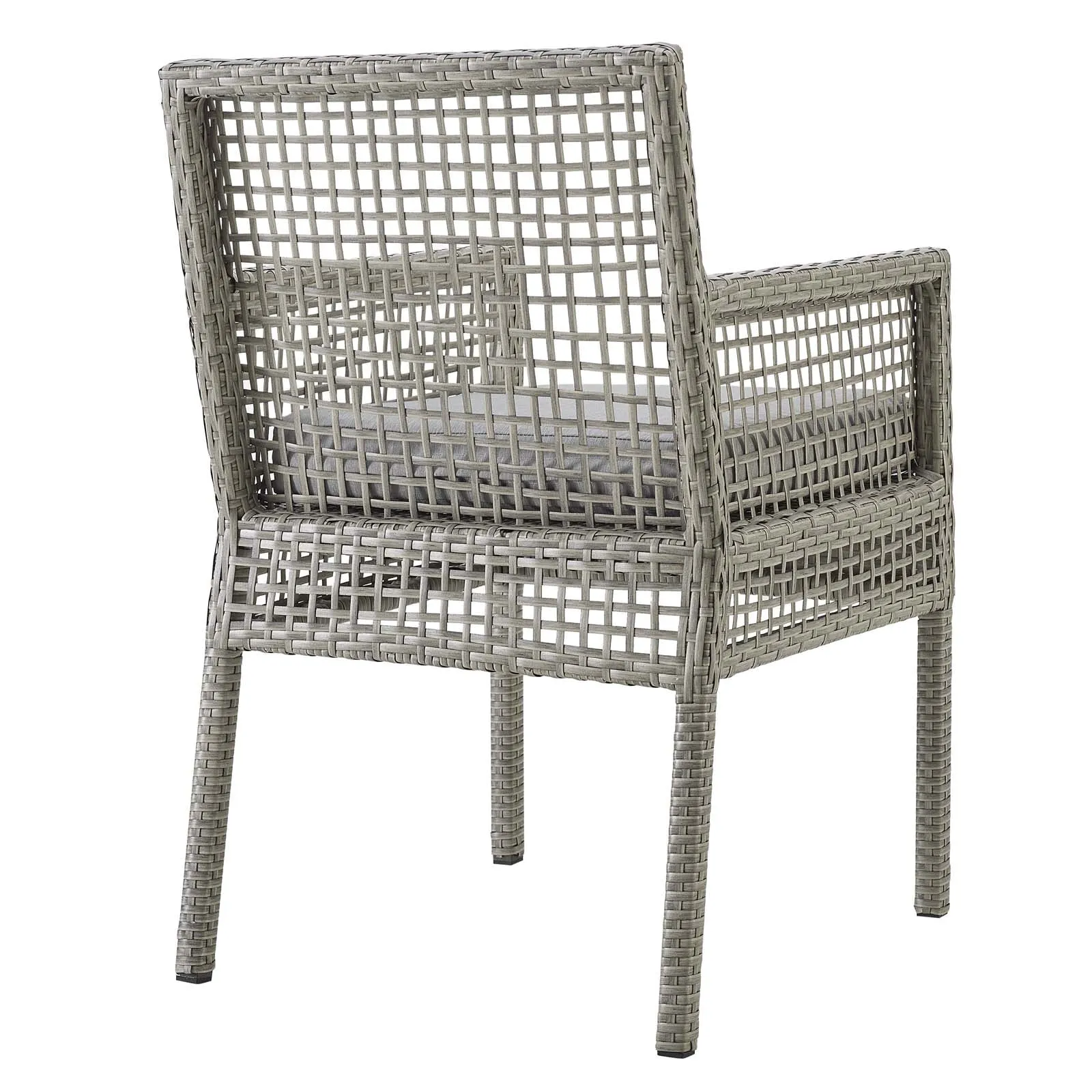 Aura Outdoor Patio Wicker Rattan Dining Armchair Gray Gray EEI-2920-GRY-GRY