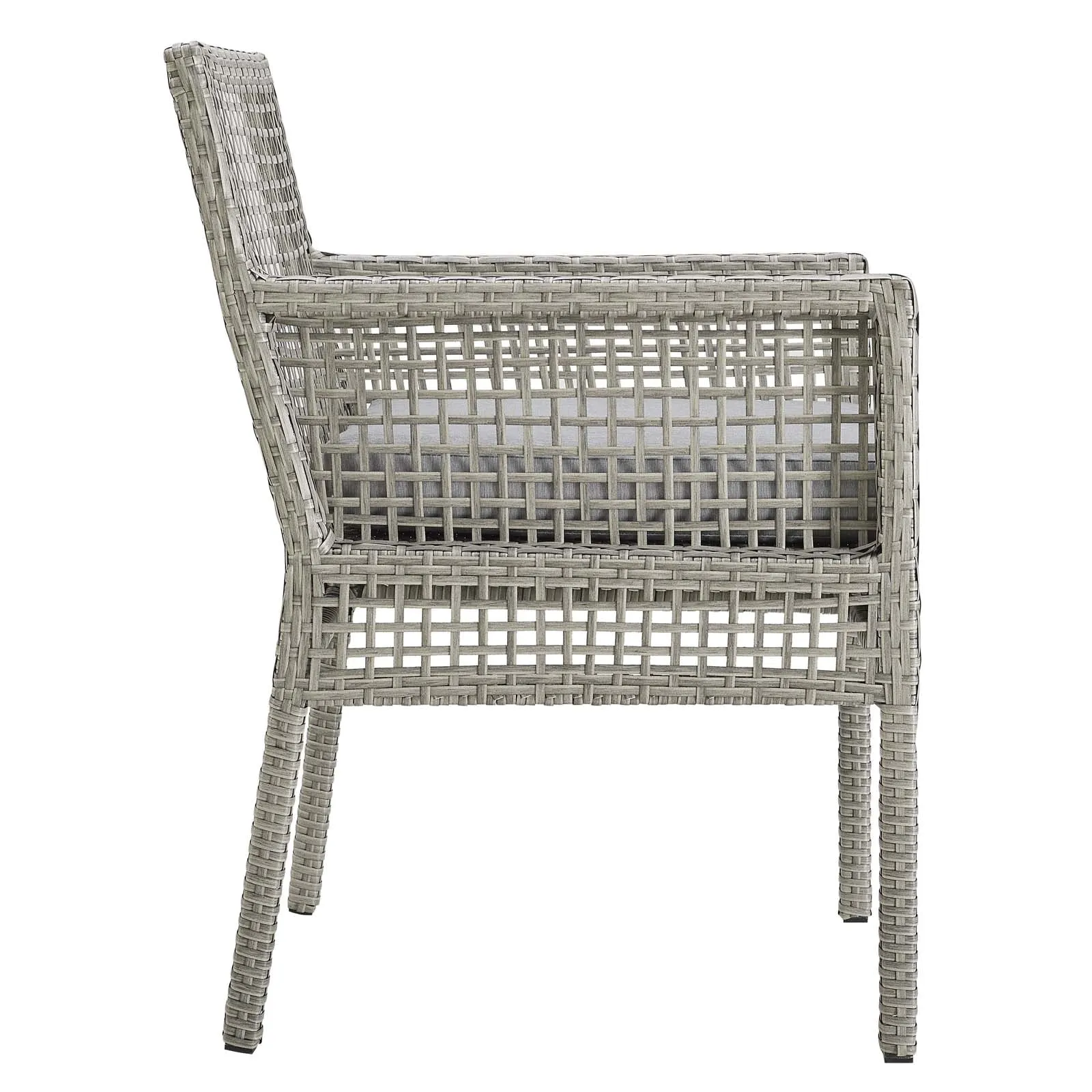 Aura Outdoor Patio Wicker Rattan Dining Armchair Gray Gray EEI-2920-GRY-GRY