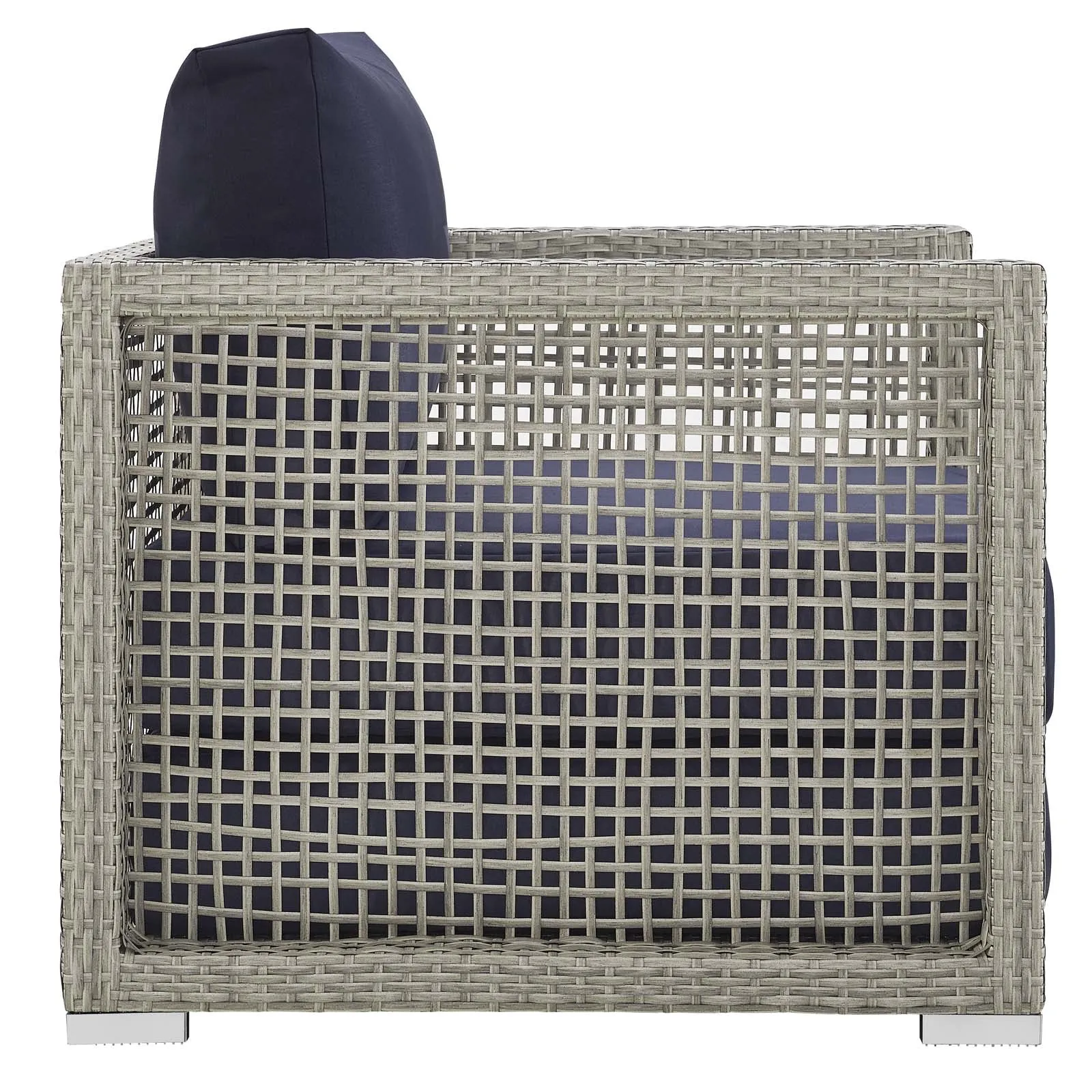 Aura Rattan Outdoor Patio Armchair Gray Navy EEI-2918-GRY-NAV