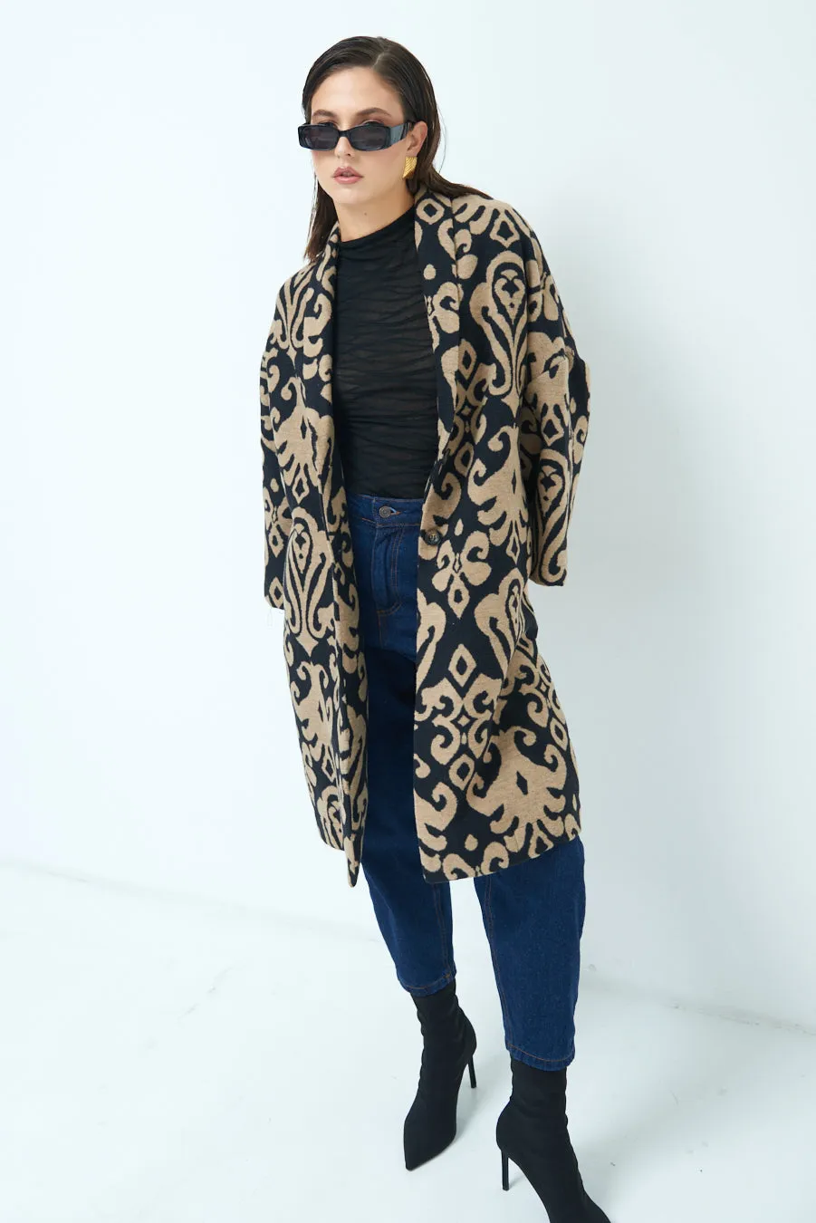 Bold patterned oversized coat wholesale