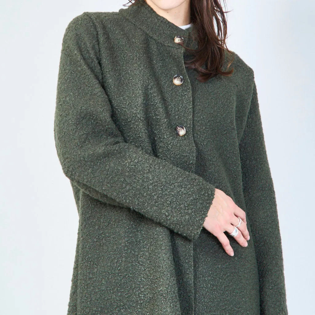 Button-up cozy knit coat with textured finish wholesale