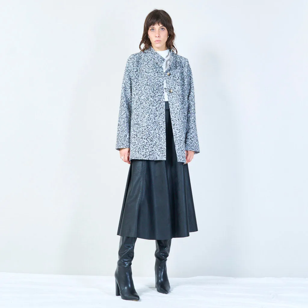 Button-up cozy knit coat with textured finish wholesale