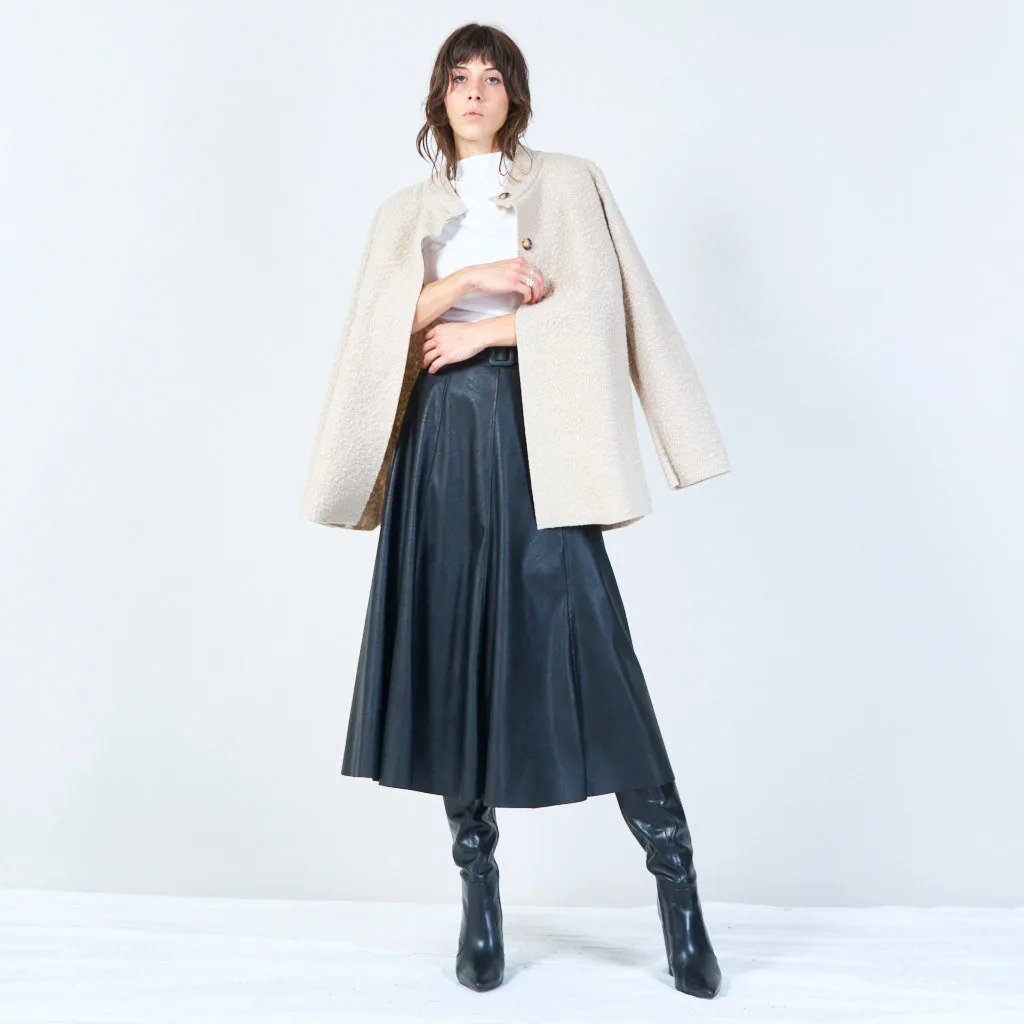 Button-up cozy knit coat with textured finish wholesale