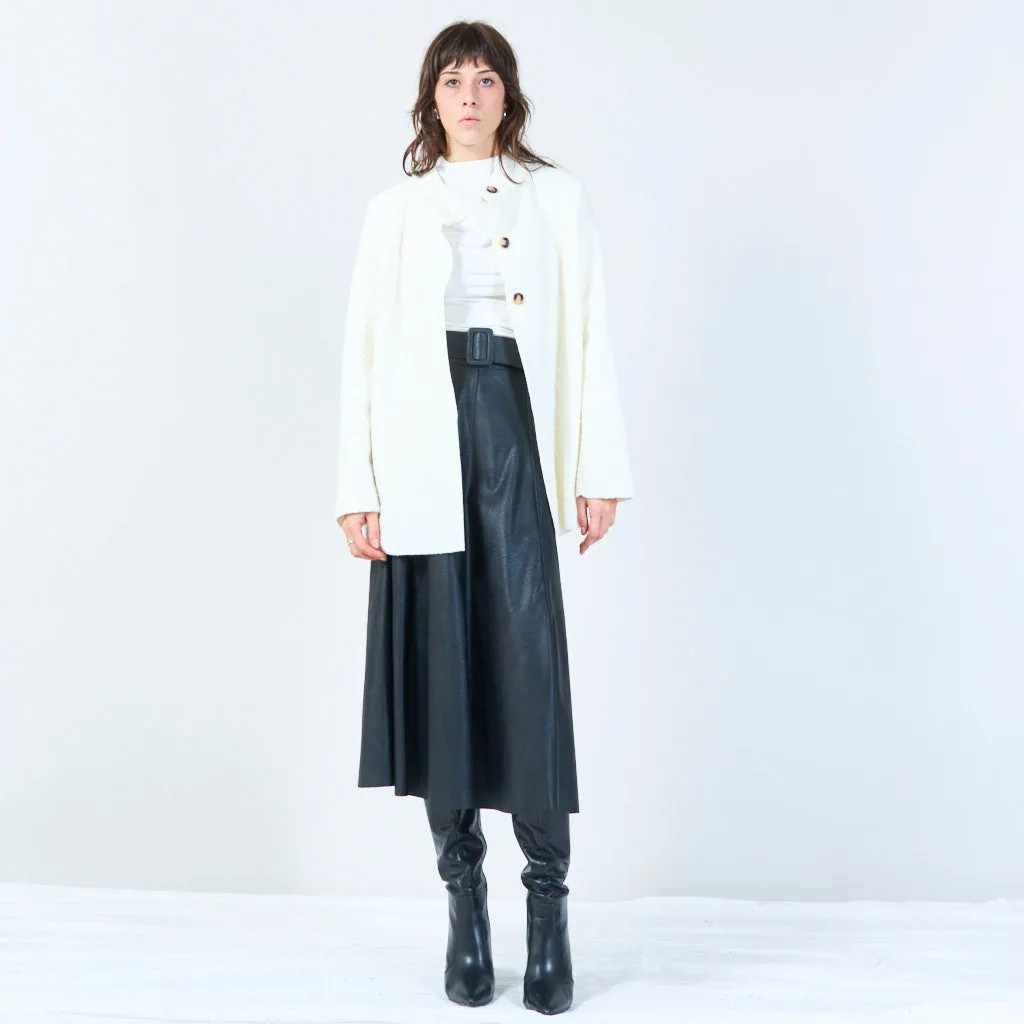 Button-up cozy knit coat with textured finish wholesale