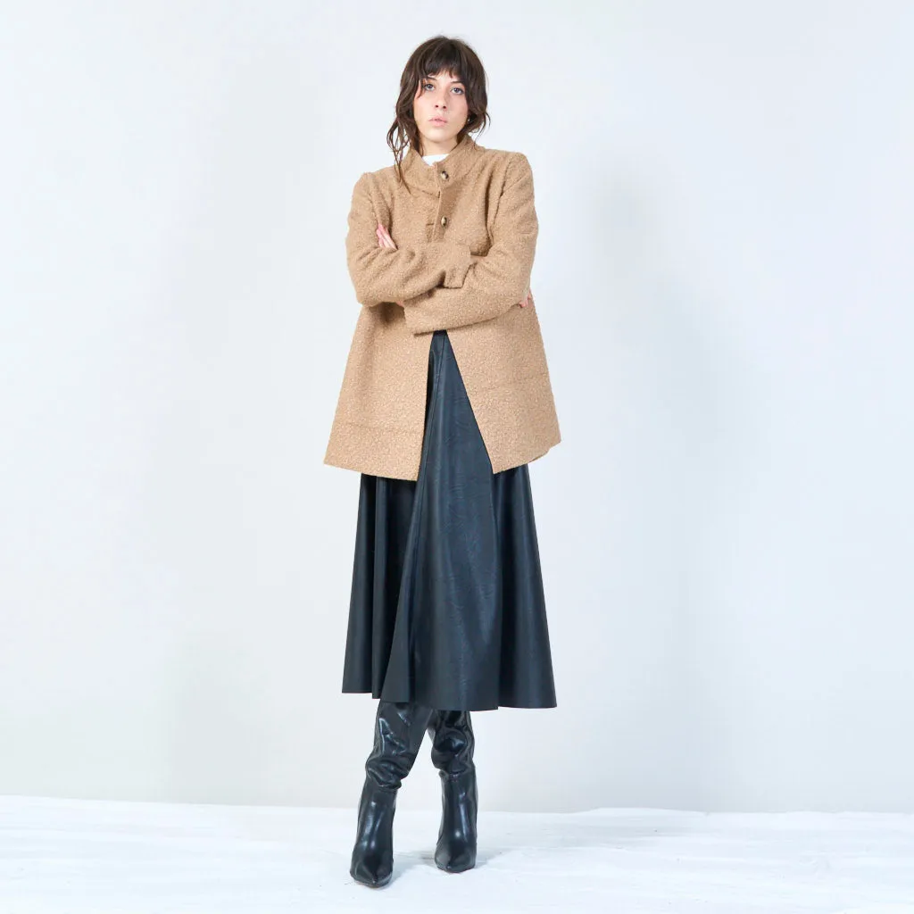 Button-up cozy knit coat with textured finish wholesale