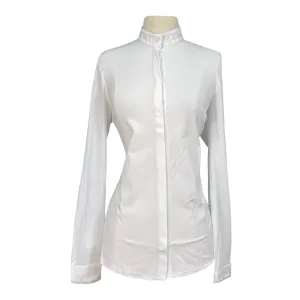 Cavalleria Toscana L/S Jersey 'Elegant Embroidery' Competition Shirt  in White - Women's Medium