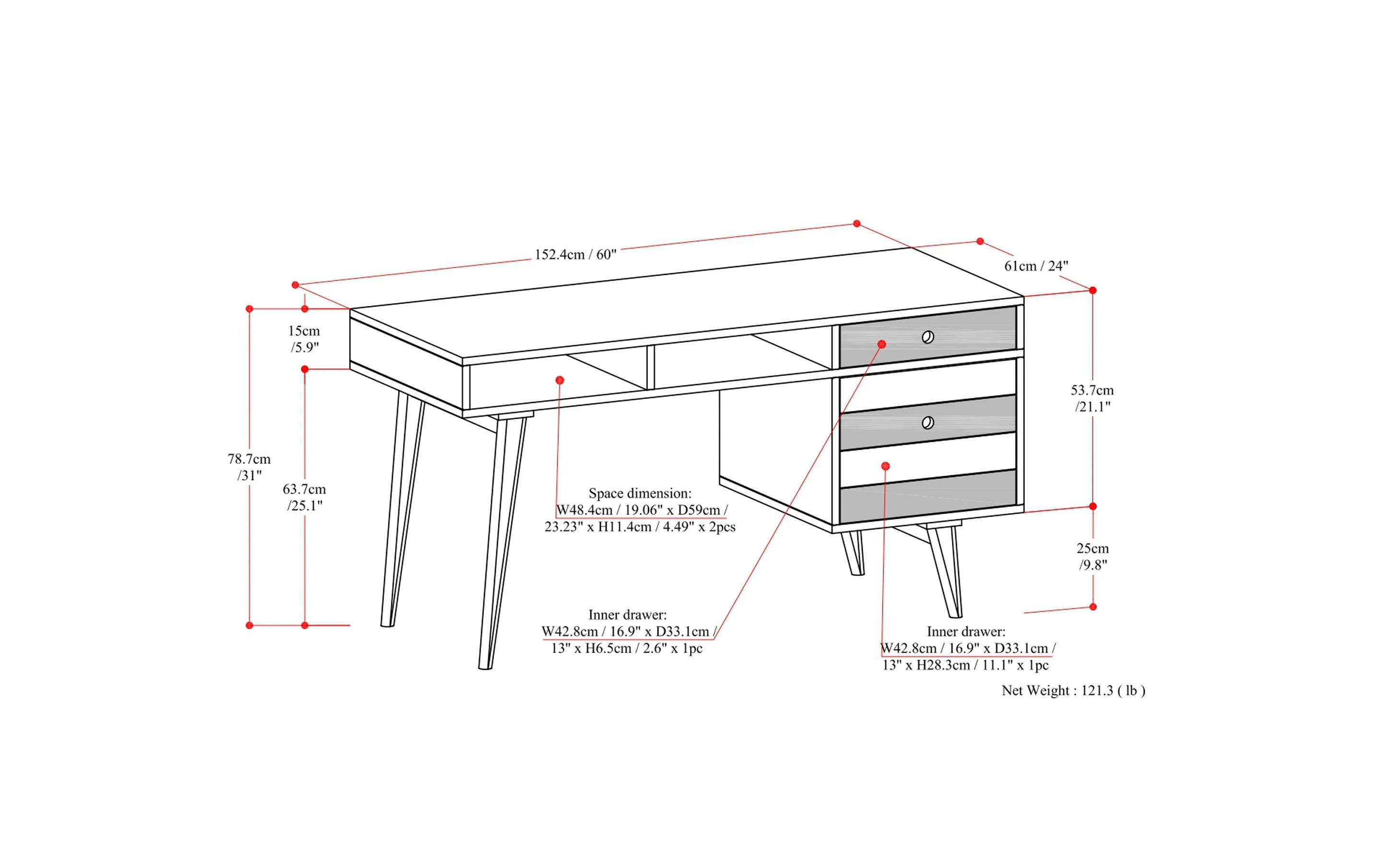 Clarkson Desk with side drawers