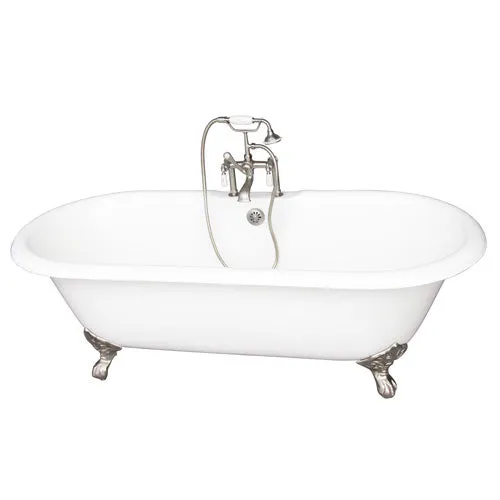 Columbus 61″ Cast Iron Double Roll Top Tub Kit – Brushed Nickel Accessories