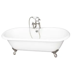 Columbus 61″ Cast Iron Double Roll Top Tub Kit – Brushed Nickel Accessories