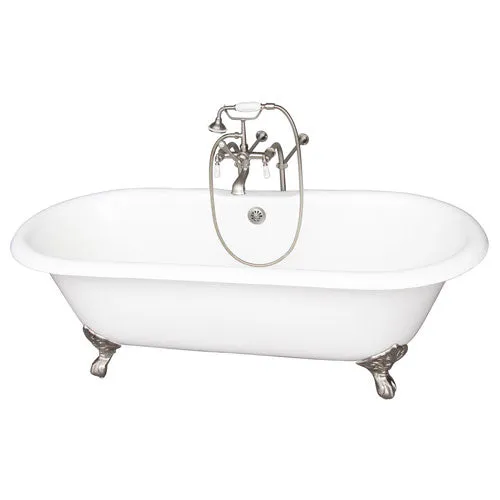 Columbus 61″ Cast Iron Double Roll Top Tub Kit – Brushed Nickel Accessories