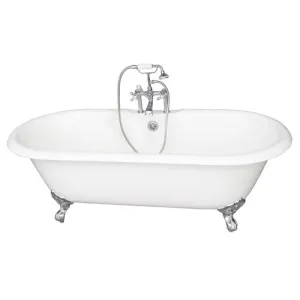 Columbus 61″ Cast Iron Double Roll Top Tub Kit – Polished Chrome Accessories