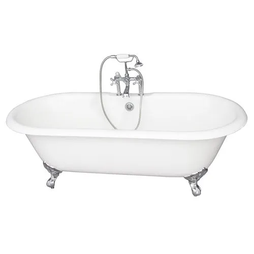 Columbus 61″ Cast Iron Double Roll Top Tub Kit – Polished Chrome Accessories