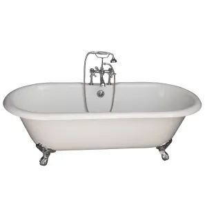 Columbus 61" Cast Iron Double Roll Top Tub Kit-Polished Chrome Accessories