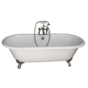 Columbus 61" Cast Iron Double Roll Top Tub Kit-Polished Nickel Accessories