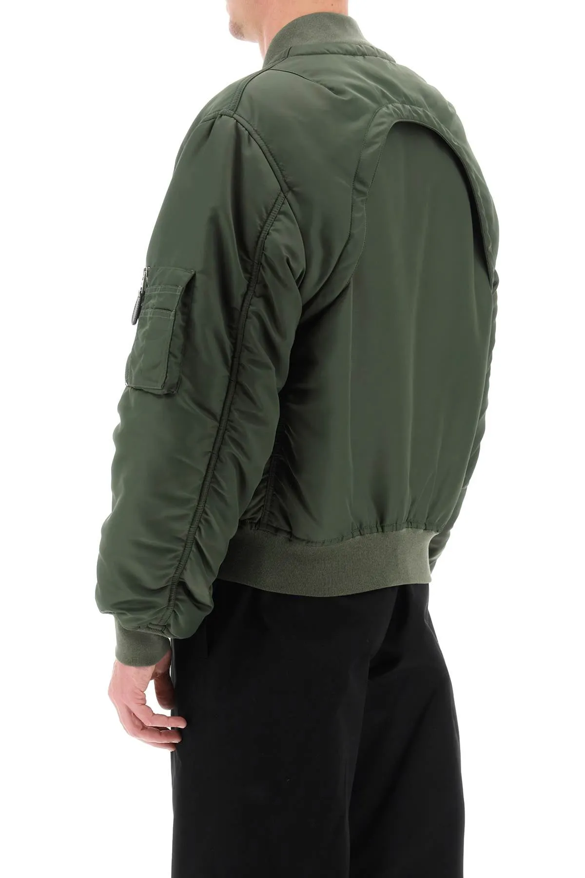 convertible bomber jacket in nylon satin