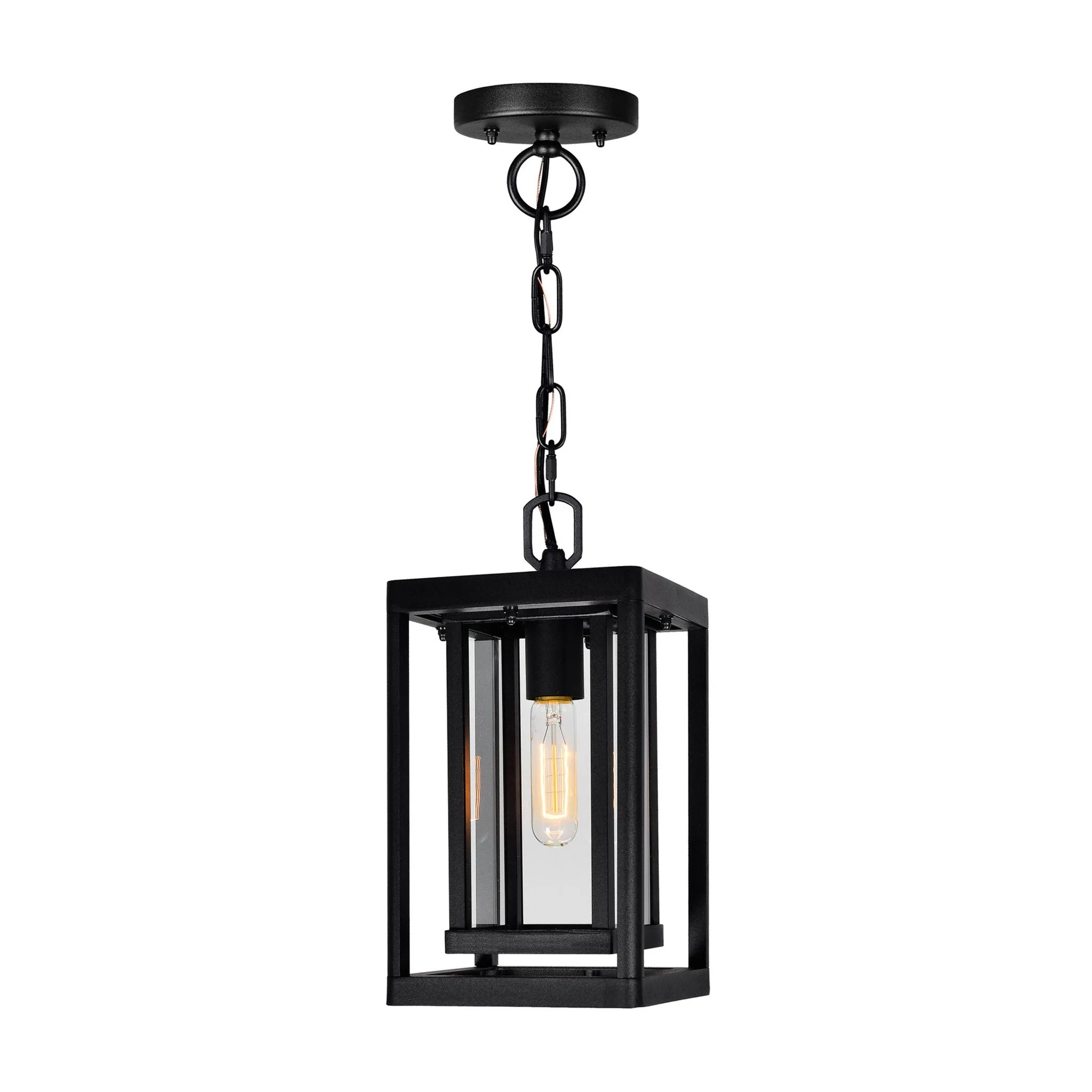 CWI Lighting Mulvane 1-Light Black Outdoor Hanging Light