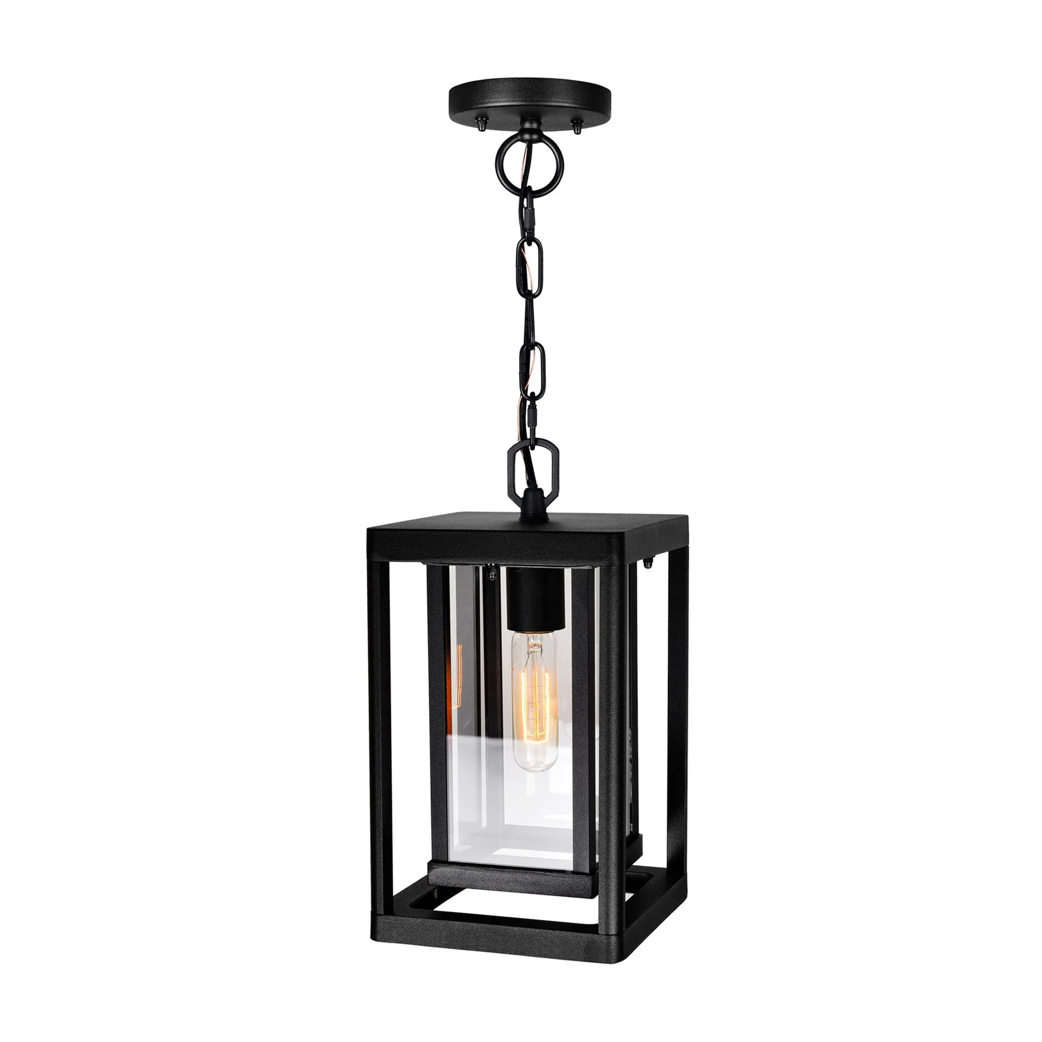 CWI Lighting Mulvane 1-Light Black Outdoor Hanging Light