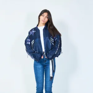 Embellished bomber jacket with zip closure wholesale