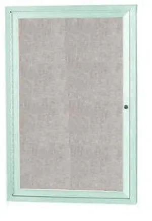 Enclosed Outdoor 24"x36" One Door Satin Anodized Finish Aluminum Cork Bulletin Board