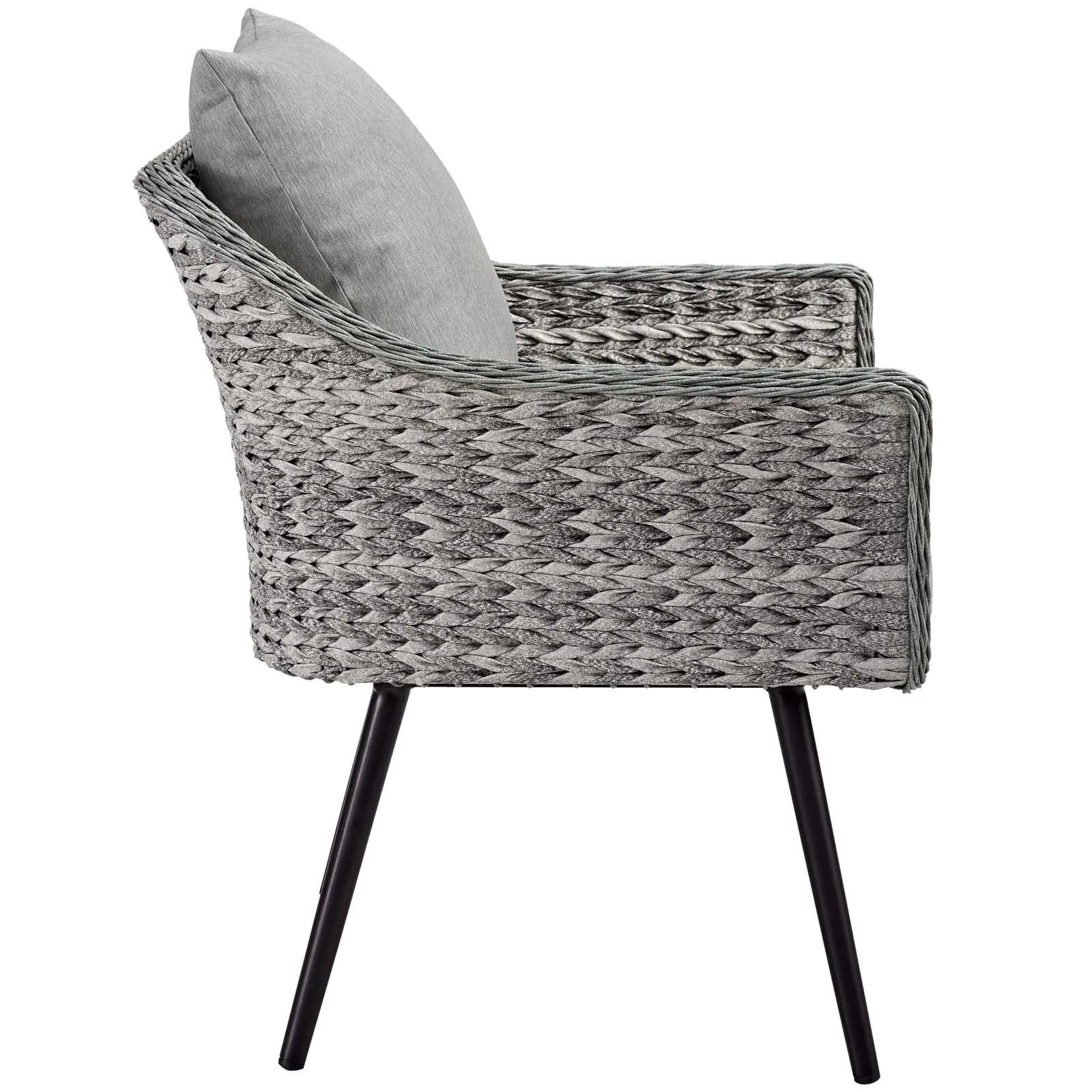 Endeavor Outdoor Patio Wicker Rattan Armchair Gray Gray EEI-3023-GRY-GRY