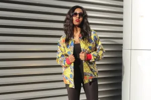 Festival Bomber Jacket in Gold African Print