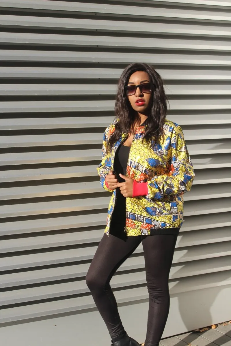 Festival Bomber Jacket in Gold African Print