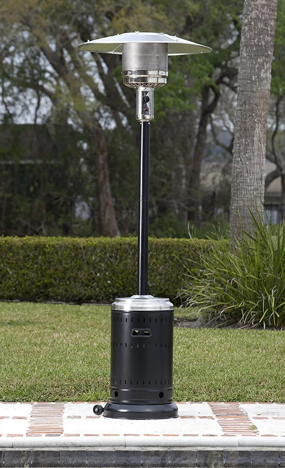 Fire Sense Commercial Patio Heater, Stainless Steel and Black Powder Coating