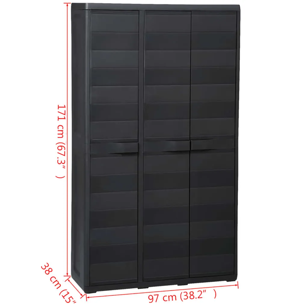 Garden Storage Cabinet with 4 Shelves Black