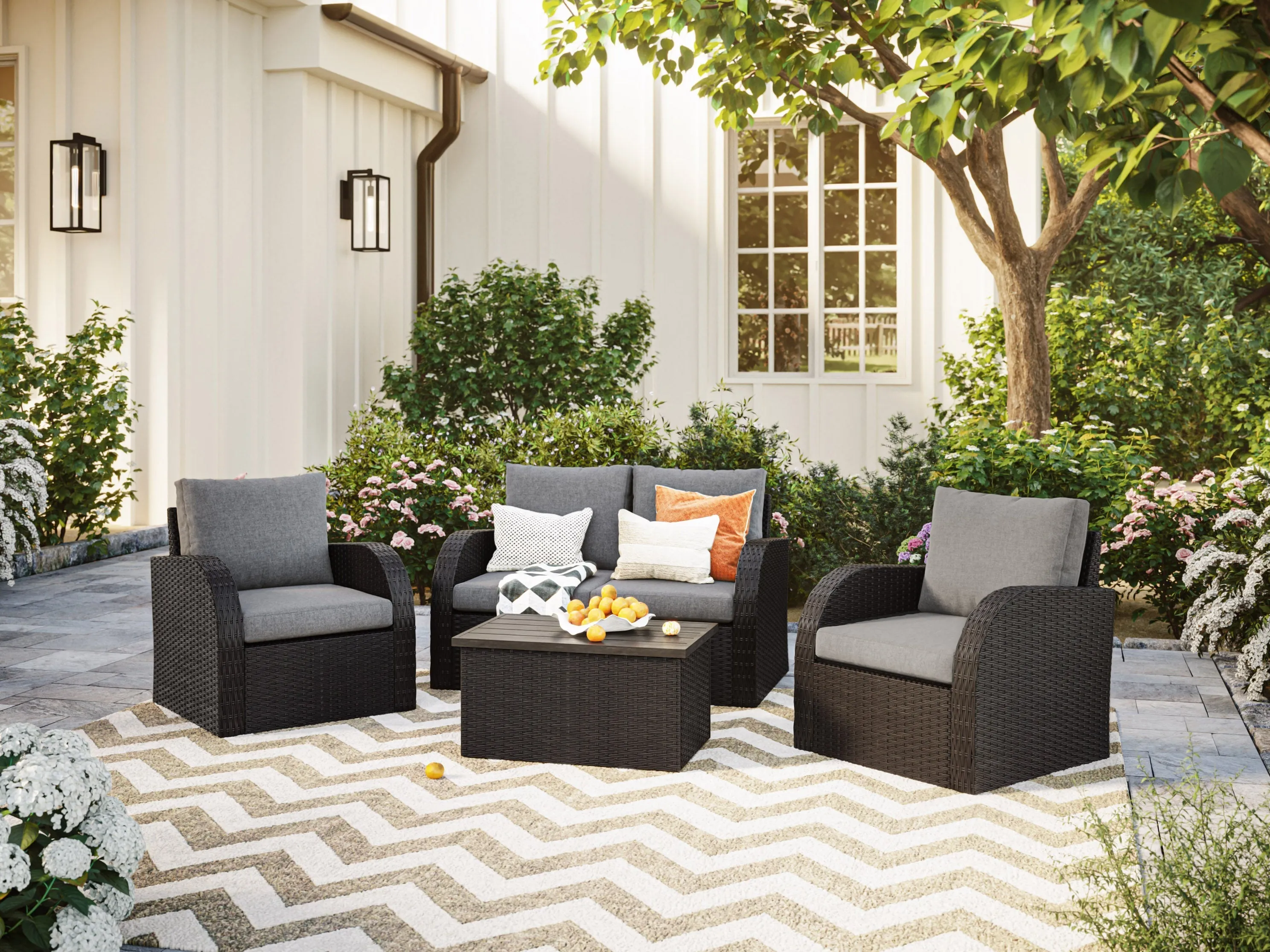 Grey Outdoor Loveseat 5pc Set