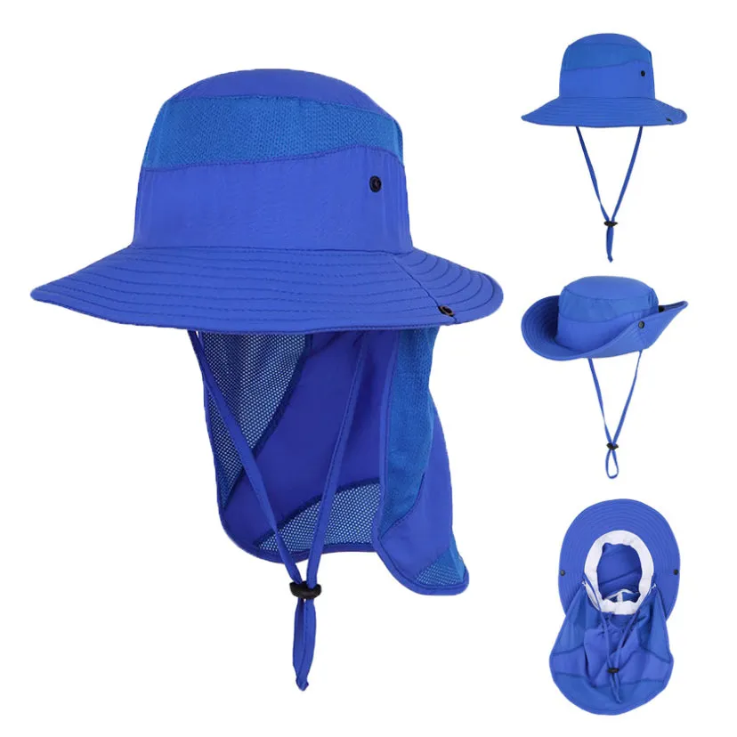 Kids Boys Girls Long Neck Flap Safari Cap Boonie Fishing Summer Bucket Hat YZB0164