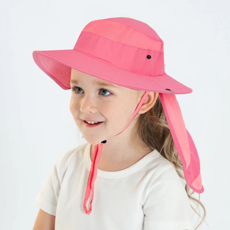 Kids Boys Girls Long Neck Flap Safari Cap Boonie Fishing Summer Bucket Hat YZB0164