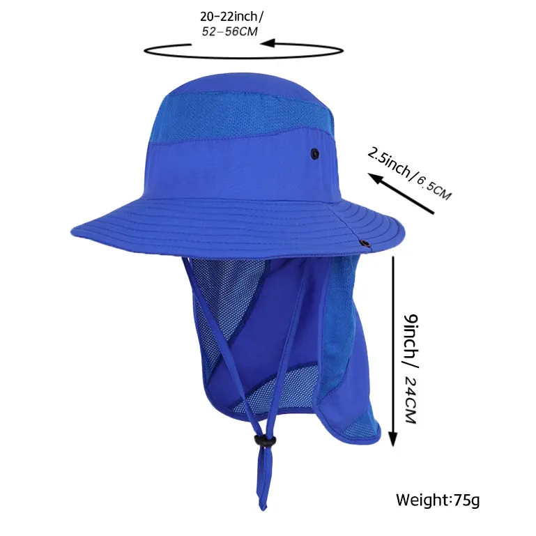 Kids Boys Girls Long Neck Flap Safari Cap Boonie Fishing Summer Bucket Hat YZB0164