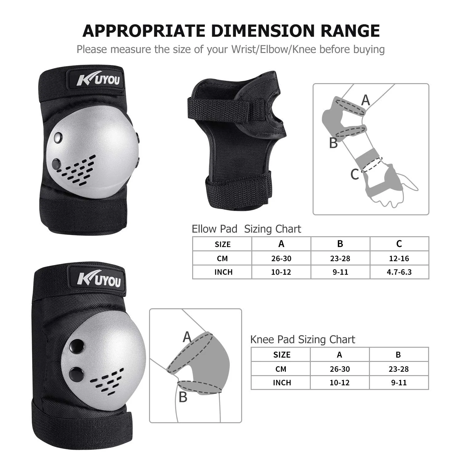 Kids Youth Knee Pad Elbow Pads Wrist Guards