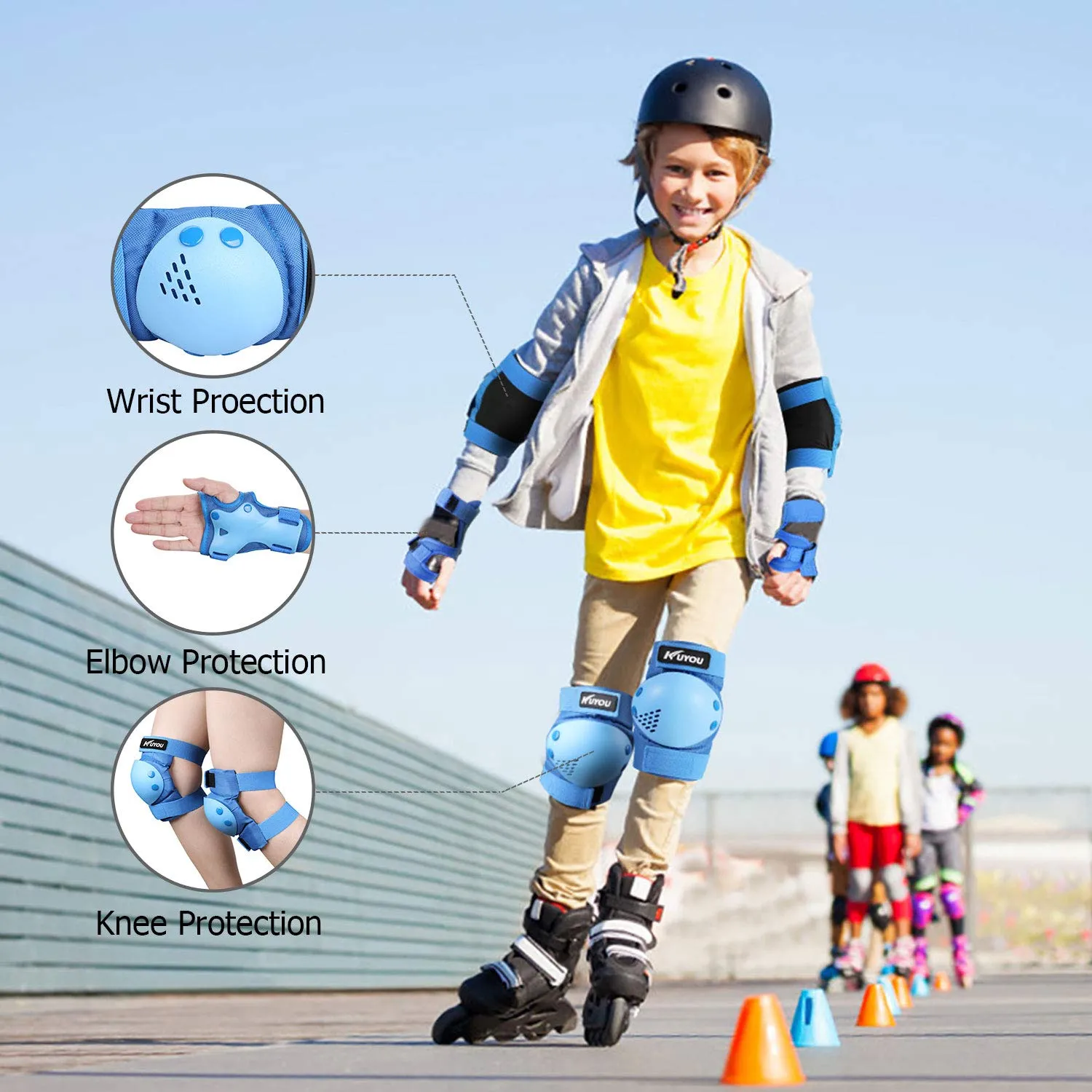 Kids Youth Knee Pad Elbow Pads Wrist Guards