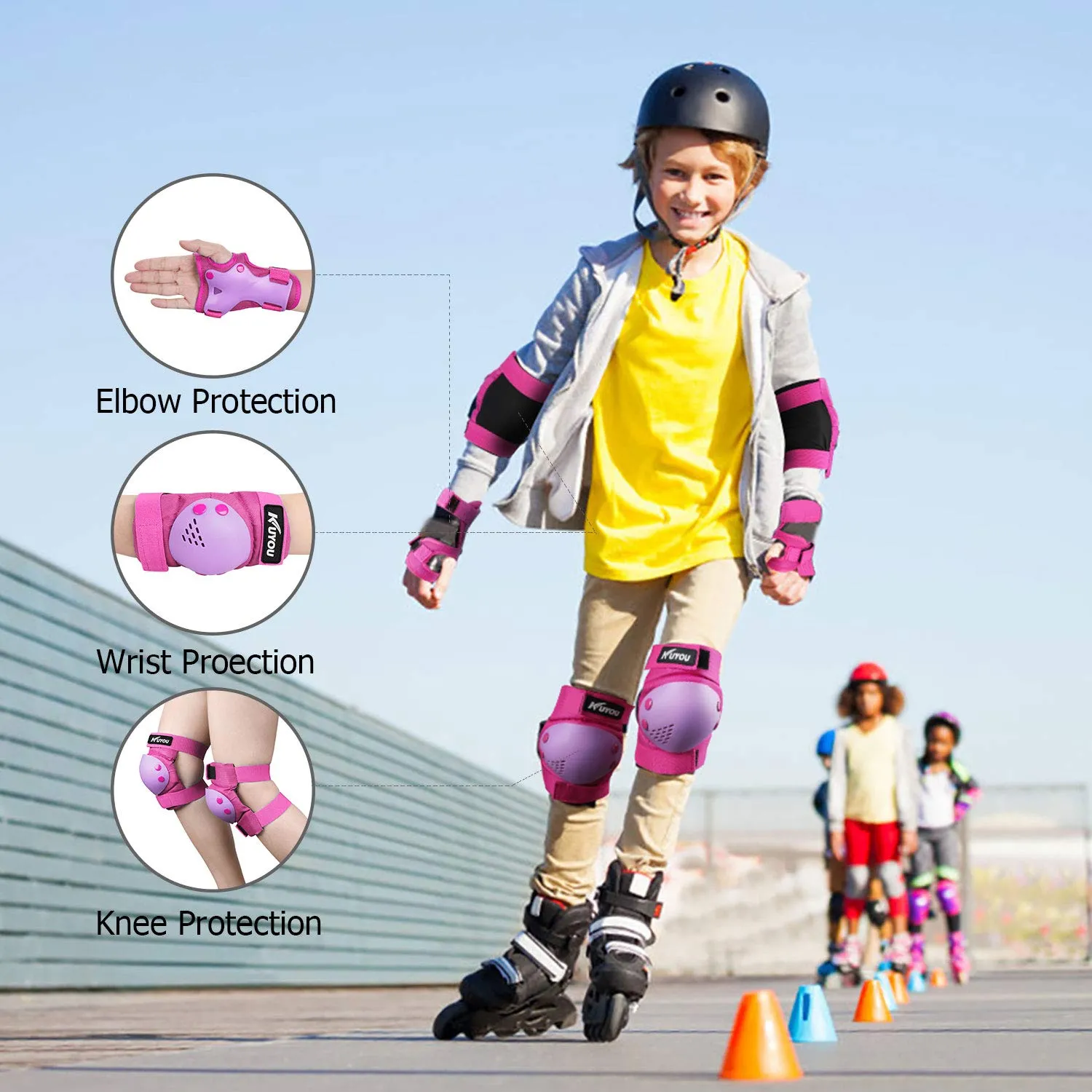 Kids Youth Knee Pad Elbow Pads Wrist Guards