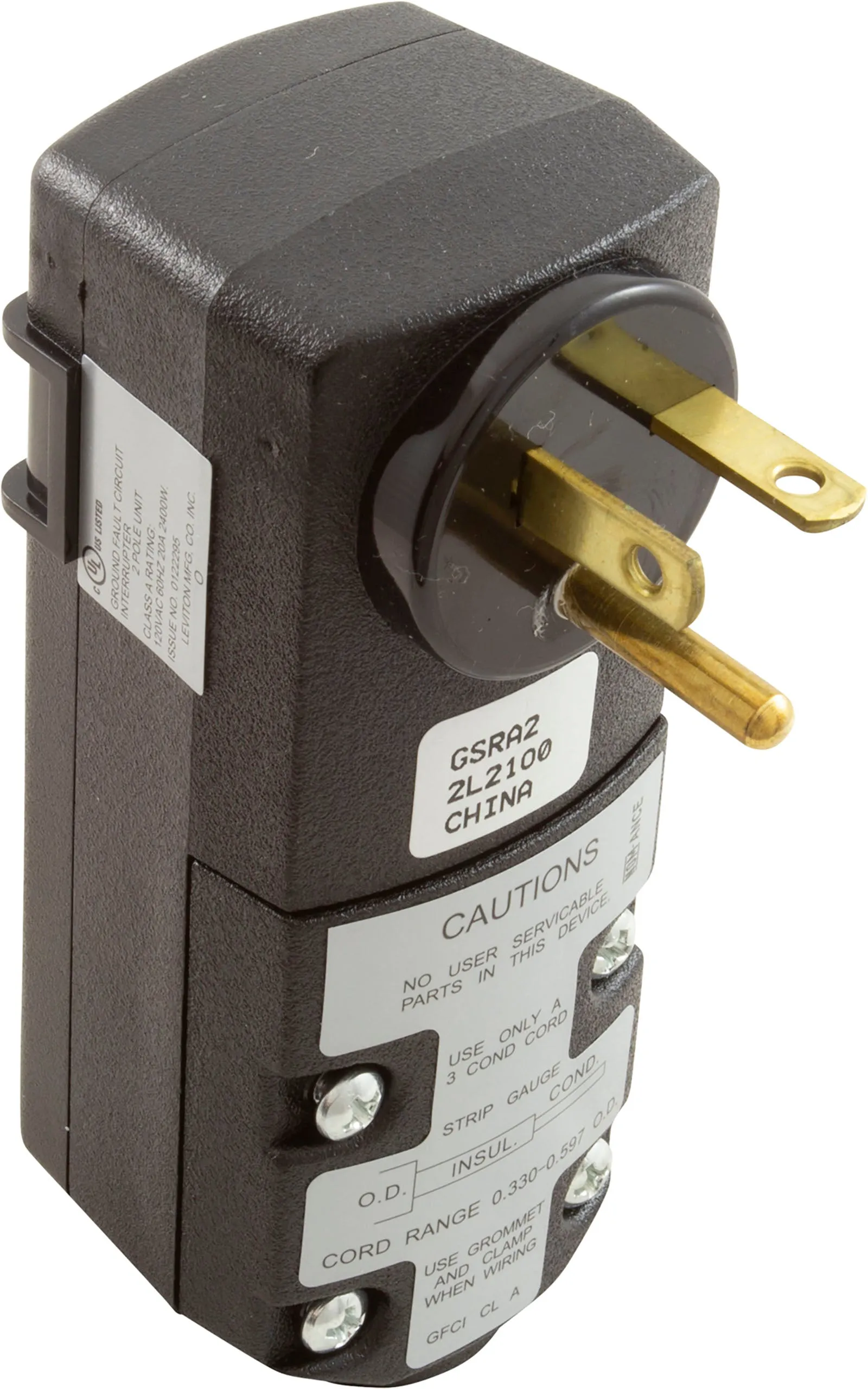 Leviton GFCI Breaker [20A] [SPST] [Right Angle Plug] (ELE6893)