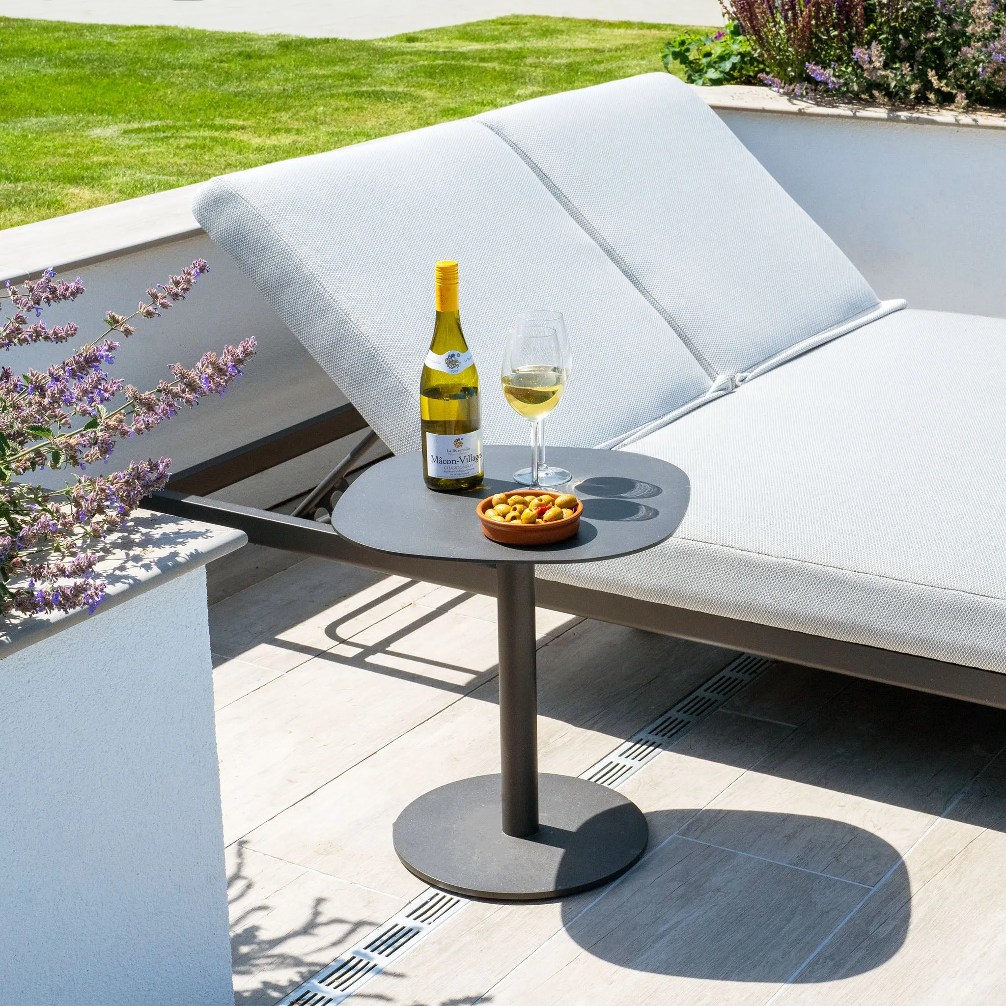 Luna Outdoor Fabric Sun Lounger in Oyster Grey