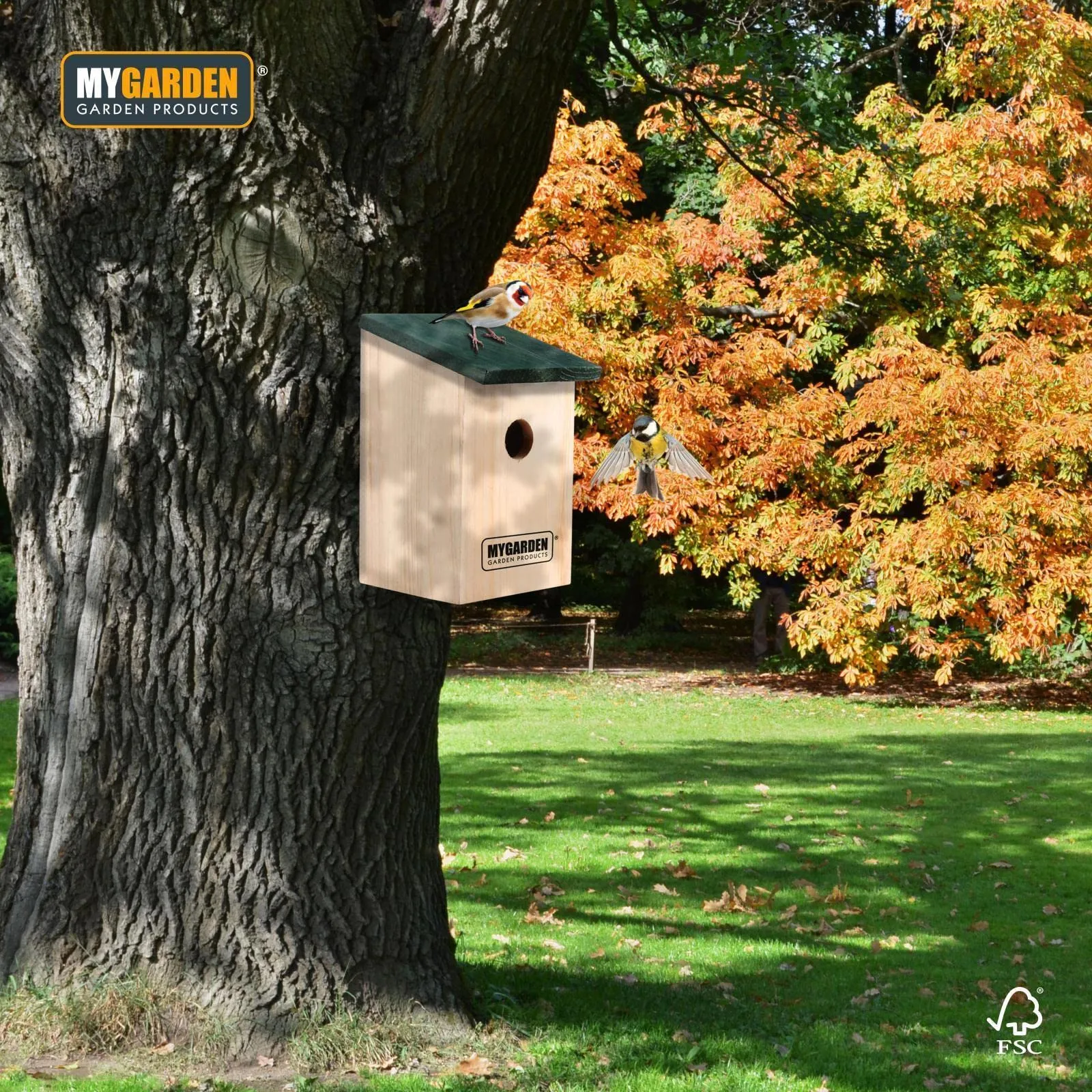 My Garden Bird Nesting Box House Wooden Hanging Garden Nest Box Home For Wild Birds Weatherproof Eco-Friendly Birdhouse with Bird Spotting Chart