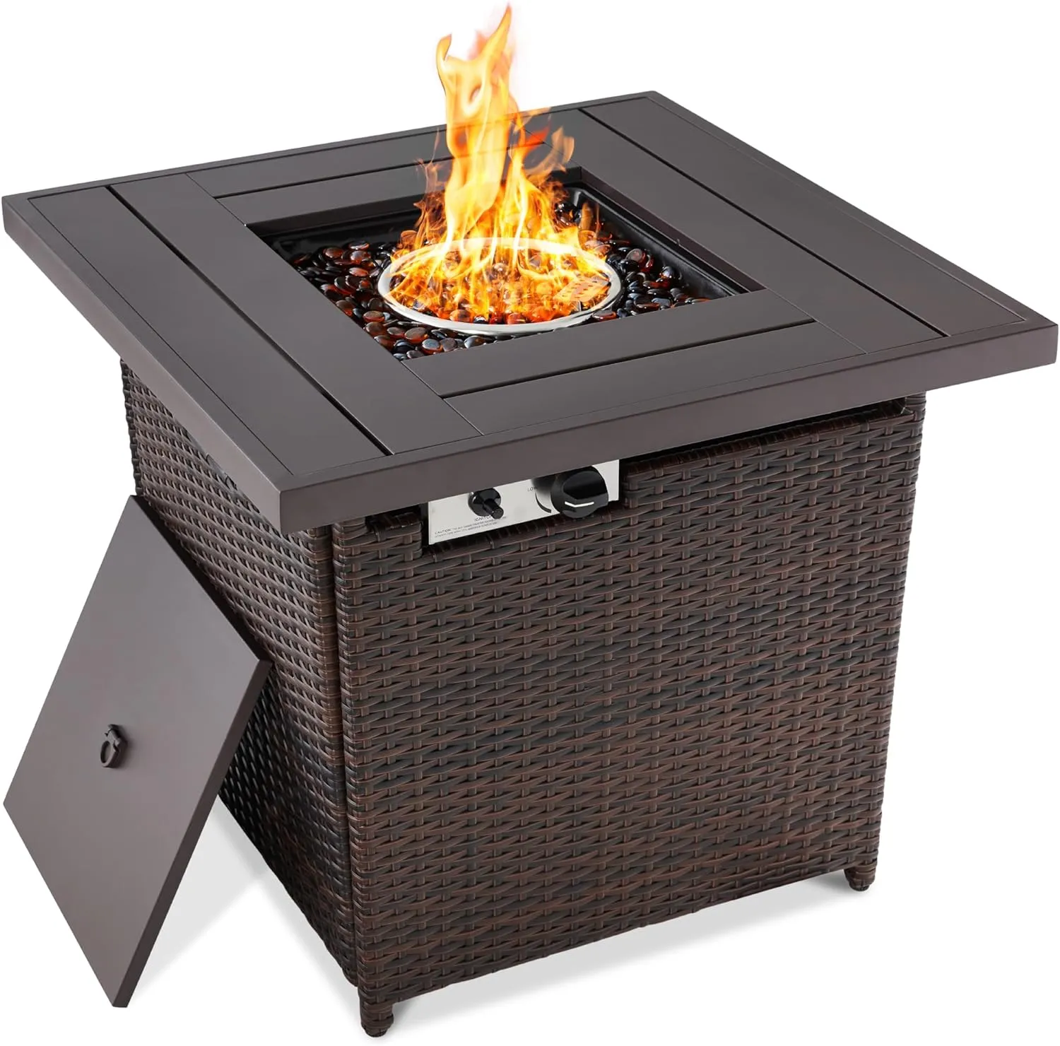 Outdoor Wicker Patio Propane Firepit