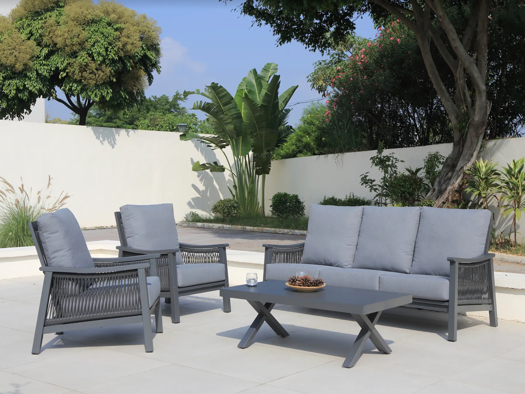 Pearl 6 Pc Outdoor Lounge Setting Charcoal